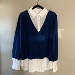 Wool/Cashmere sweater with attached Silk blouse NWOT. Size large.